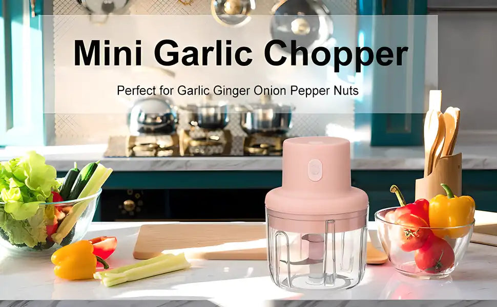 Mini Chopper-Portable Cordless Electric Mini Garlic Chopper