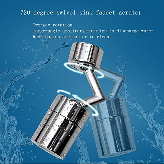 Splash Filter Faucet, 720‚ Rotatable Faucet Sprayer Head with Durable Copper, Anti-Splash, Oxygen-Enriched Foam, 4-Layer Net Filter, Leakproof Design with Double O-Ring