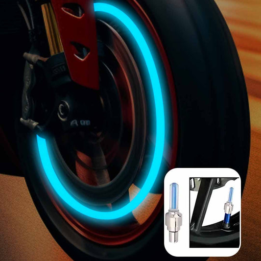 Bike/Bicycle Tyre Led Light Rim Valve Cap Flashing With Motion Sensor (Blue)