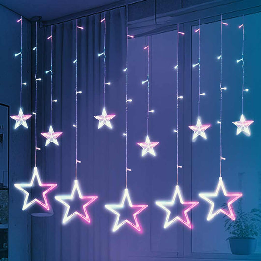 12 Stars Curtain String Lights, Window Curtain Hanging Light